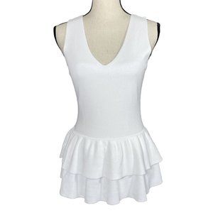 Lilly Pulitzer Cumberland White Peplum Top Womens S Sweater Knit Style 28008